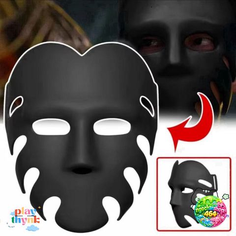 Mặt Nạ Squid Game 3D Cosplay Đen - Đạo Cụ Halloween Chụp Hình Độc Đáo, Trang Phục Tiệc Hóa Trang Thú Vị