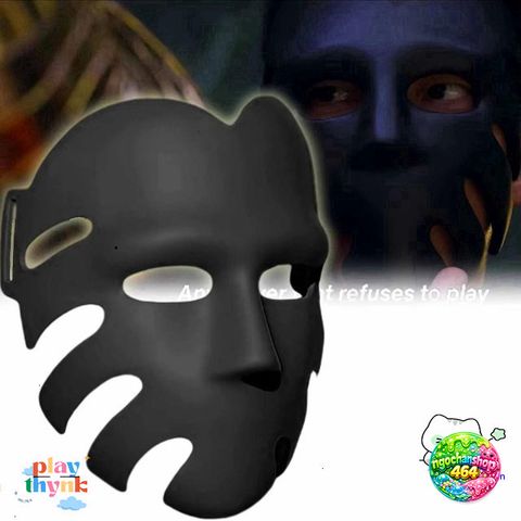 Mặt Nạ Squid Game 3D Cosplay Đen - Đạo Cụ Halloween Chụp Hình Độc Đáo, Trang Phục Tiệc Hóa Trang Thú Vị