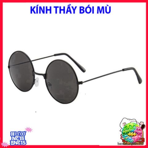 Mắt Kính Phong Cách Tròn Thầy Bói - Gọng Đen Vàng Bạc Thời Trang Cao Cấp Cho Nam Nữ, Kính Mát Chống UV, Mẫu Mới 2023