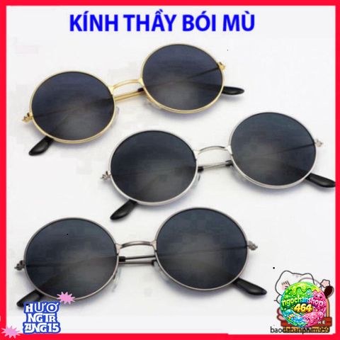 Mắt Kính Phong Cách Tròn Thầy Bói - Gọng Đen Vàng Bạc Thời Trang Cao Cấp Cho Nam Nữ, Kính Mát Chống UV, Mẫu Mới 2023