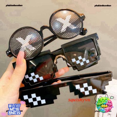 Kính Mắt Thug Life 6 Chấm MINECRAFT Đen & Trắng Unisex - Kính Thời Trang Phong Cách Dân Chơi, Miễn Phí Vận Chuyển