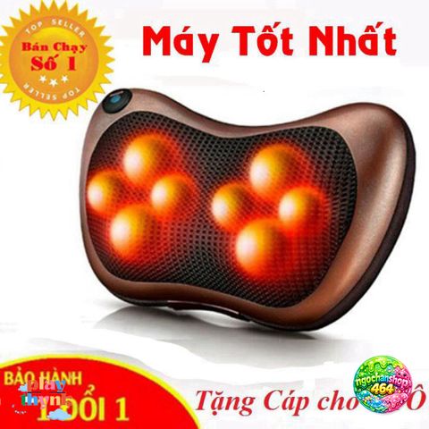 Gối Massage Hồng Ngoại 8 Bi - Thiết Bị Thư Giãn Di Động Cho Giường Ngủ, Phòng Khách, Xe Hơi, Màu Đỏ Thẫm