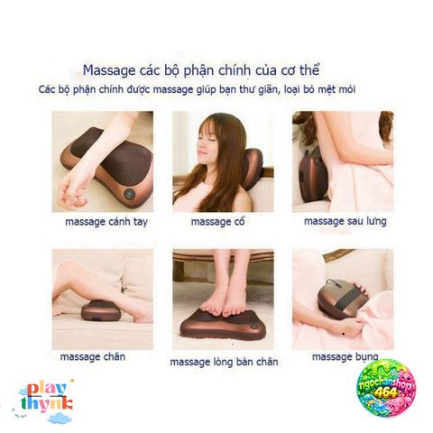 Gối Massage Hồng Ngoại 8 Bi - Thiết Bị Massage Cao Cấp Cho Cổ, Vai, Lưng, Đùi - Dễ Dàng Mang Theo Khi Du Lịch