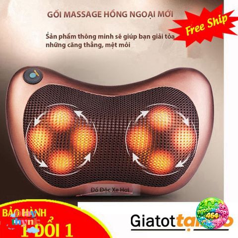 Gối Massage Hồng Ngoại 8 Bi - Thiết Bị Massage Cao Cấp Cho Cổ, Vai, Lưng, Đùi - Dễ Dàng Mang Theo Khi Du Lịch