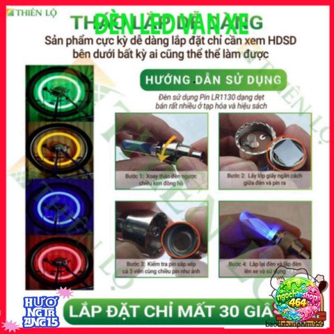 Bộ 2 Đèn LED Trang Trí Nắp Van Bánh Xe Máy, Xe Đạp - Ánh Sáng Rực Rỡ, Tự Động Bật Tắt, Nhiều Màu Sắc Tùy Chọn