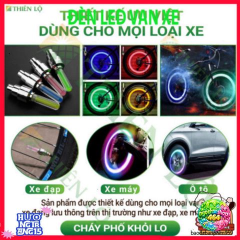 Bộ 2 Đèn LED Trang Trí Nắp Van Bánh Xe Máy, Xe Đạp - Ánh Sáng Rực Rỡ, Tự Động Bật Tắt, Nhiều Màu Sắc Tùy Chọn