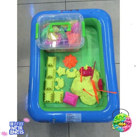 Bộ đồ chơi cát động lực cho bé - Bể nặn cát 40cm kèm 800g cát và 10 khuôn tạo hình sáng tạo cho trẻ em