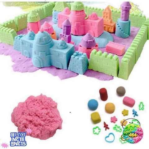 Bộ đồ chơi cát động lực cho bé - Bể nặn cát 40cm kèm 800g cát và 10 khuôn tạo hình sáng tạo cho trẻ em