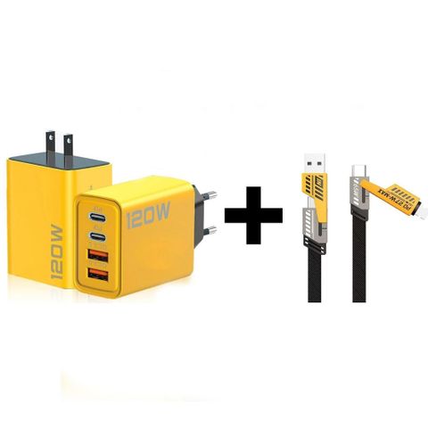 Bộ Sạc Đa Năng 4IN1 120W Cao Cấp - Sạc Nhanh PD, Kết Nối USB-C, Dây Dù Chống Đứt, Tương Thích Điện Thoại, Laptop