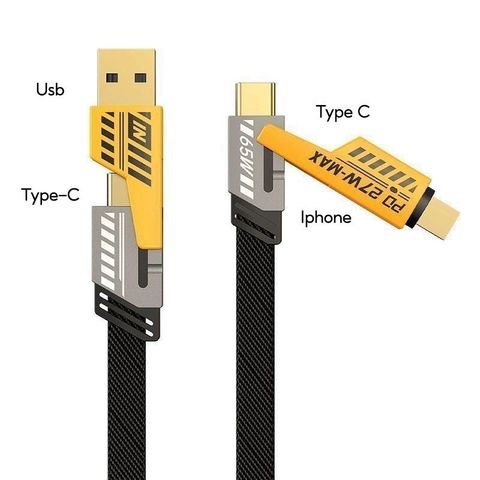 Bộ Sạc Đa Năng 4IN1 120W Cao Cấp - Sạc Nhanh PD, Kết Nối USB-C, Dây Dù Chống Đứt, Tương Thích Điện Thoại, Laptop