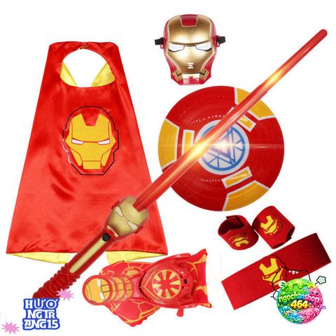 Áo Iron Man Cosplay Cho Bé Gái - Mặt Nạ Phụ Kiện Halloween Phát Sáng, Đồ Chơi Năng Động Thời Trang Trẻ Em