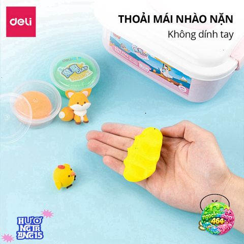 Đất Sét Tự Khô Deli Cho Trẻ Em - Bộ 12/24/36 Màu An Toàn, Không Dính Tay, Dễ Tạo Hình, Chất Liệu An Toàn.