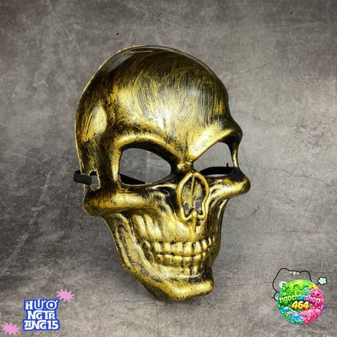 Khẩu Trang Đầu Lâu Màu Vàng Ánh Kim - Mặt Nạ Hóa Trang Halloween Dễ Di Chuyển - Phụ Kiện Tiệm Cắt Tóc