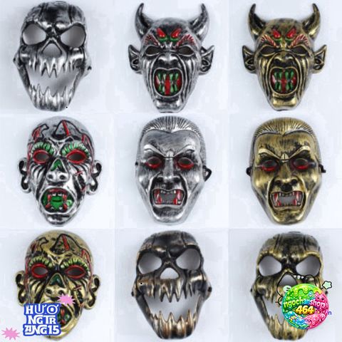 Khẩu Trang Đầu Lâu Màu Vàng Ánh Kim - Mặt Nạ Hóa Trang Halloween Dễ Di Chuyển - Phụ Kiện Tiệm Cắt Tóc