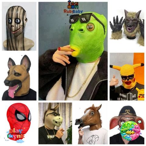 Mặt Nạ Halloween Cá Xanh & Ngựa - Đạo Cụ Cosplay Silicone Độc Đáo Cho Trẻ Em Và Người Lớn, Hóa Trang Vui Nhộn