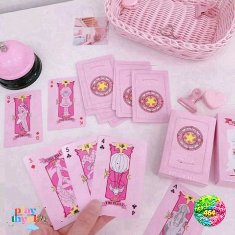 Bộ Bài Clow 54 Lá Màu Hồng - Thẻ Bài Hoạt Hình Cardcaptor Sakura Dễ Thương - Quà Tặng Fan Anime