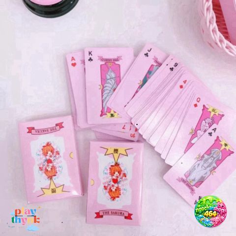 Bộ Bài Clow 54 Lá Màu Hồng - Thẻ Bài Hoạt Hình Cardcaptor Sakura Dễ Thương - Quà Tặng Fan Anime