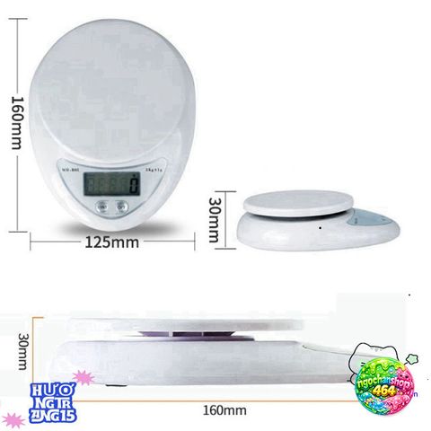 Cân điện tử mini B05 5kg - Chính xác 1g, Dụng cụ nhà bếp & y tế - Tiện lợi, sử dụng pin tiểu, Có kèm 2 quả pin