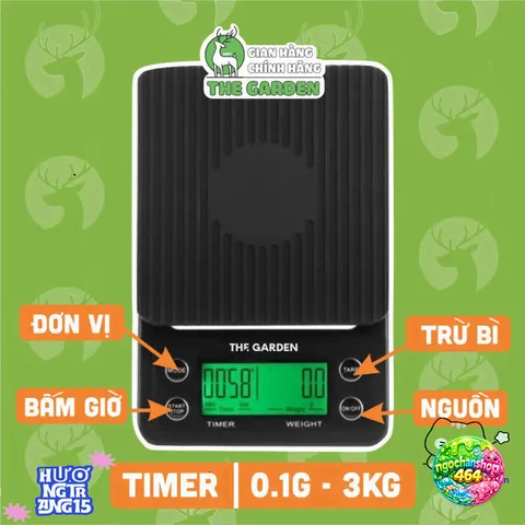 Cân điện tử Greenbar CH305 - Cân tiểu ly thông minh với chức năng Timer, độ chính xác 1g-5kg, thiết kế sang trọng cho bếp nhỏ