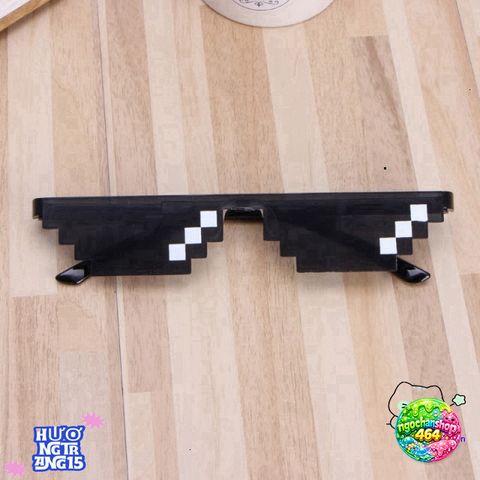 Kính Râm Pixel Đen Thug - Kính Đồ Chơi Hài Hước Cho Game Thủ và Meme Enthusiasts, Phong Cách 