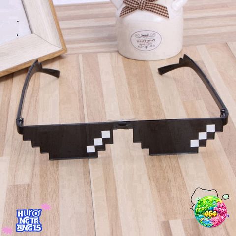 Kính Râm Pixel Đen Thug - Kính Đồ Chơi Hài Hước Cho Game Thủ và Meme Enthusiasts, Phong Cách 