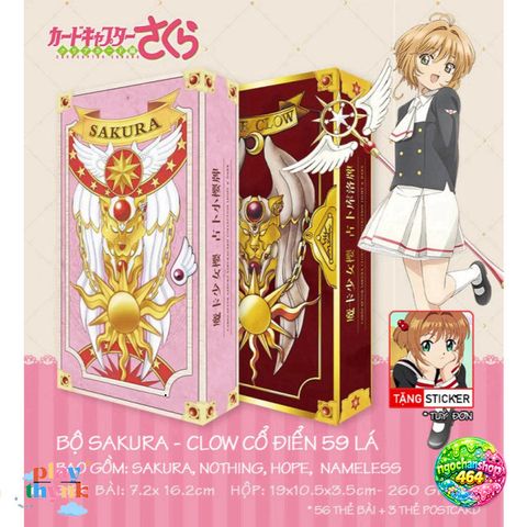 Bài Tarot Clow & Sakura Cổ Điển - Bộ 56+3 Thẻ Anime Manga Độc Đáo, Hộp 2 Lớp Dày, Quà Tặng Fan Thích Fandom Nhật Bản