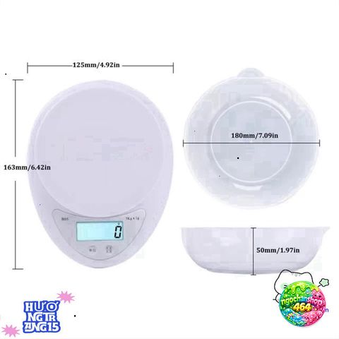Cân Điện Tử Mini B05 - Cân Bánh Chính Xác 1g-5Kg Tặng 2 Pin AAA, Tiện Dụng Cho Nhà Bếp, Thể Dục, Làm Bánh