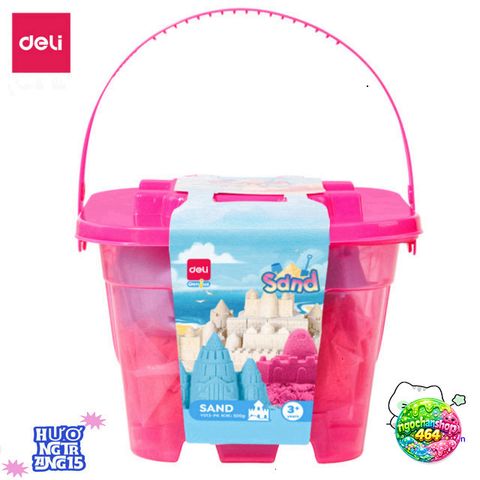 Bộ Chơi Xô Cát Động Lực Deli 500g với 6 Khuôn - Đồ Chơi Sáng Tạo Cho Trẻ Em Từ 3 Tuổi - Màu Xanh, Hồng, Vàng