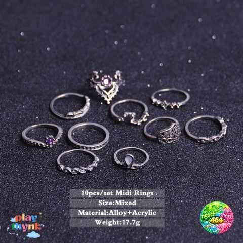 Bộ 10 Nhẫn Vintage Chạm Khắc Đẹp - Trang Sức Đính Đá Quý Opal, Quà Tặng Độc Đáo Cho Nữ Giới