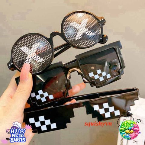 Kính Mắt Thuglife 6 Chấm MINECRAFT Unisex Đen & Hồng - Thời Trang Cá Tính, Miễn Phí Vận Chuyển