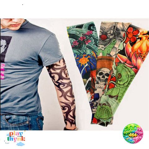 Găng Tay Hình Xăm 3D Tatoo Sleeve - Phong Cách Cá Tính Chống Nắng, Bộ 2 Găng Tay Thời Trang Cho Nam Nữ
