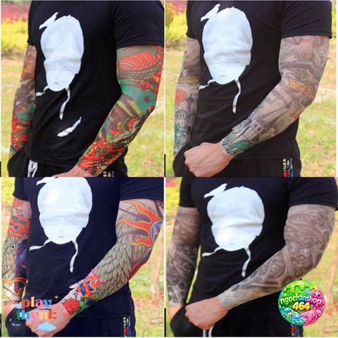 Găng Tay Hình Xăm 3D Tatoo Sleeve - Phong Cách Cá Tính Chống Nắng, Bộ 2 Găng Tay Thời Trang Cho Nam Nữ