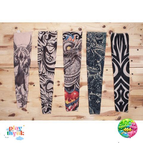 Găng Tay Hình Xăm 3D Tatoo Sleeve - Phong Cách Cá Tính Chống Nắng, Bộ 2 Găng Tay Thời Trang Cho Nam Nữ