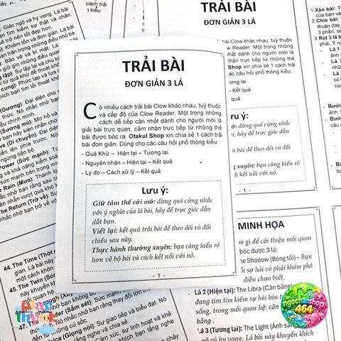 Tờ Hướng Dẫn Trải Bài Clow Sakura Đơn Giản - In Chất Lượng A4, Giúp Người Mới Bắt Đầu Với Bài Tarot