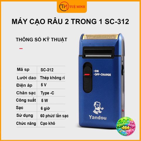 Máy Cạo Râu Yandou SC312 Mini Sạc Nhanh, Lưỡi Dao Thép Không Gỉ, Bảo Hành 12 Tháng - Tiện Lợi Cho Đàn Ông