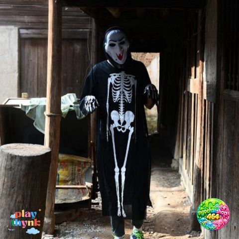 Bộ Hóa Trang Halloween Mặt Nạ Áo Ma Xương JKZ21 - Set Đồ Hóa Trang Cho Nam Nữ, Kiểu Dáng Độc Đáo, Chất Liệu Bền Chắc