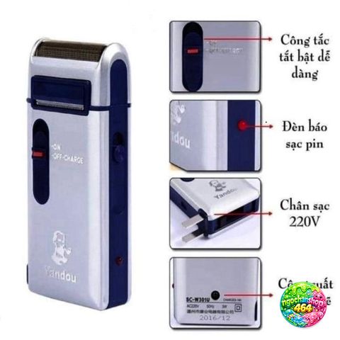 Máy Cạo Râu Sạc Yandou Siêu Bền - Lưỡi Cắt Ngang Trơn Mịn Vỏ Nhôm Sang Trọng - Thiết Kế Nhỏ Gọn Du Lịch