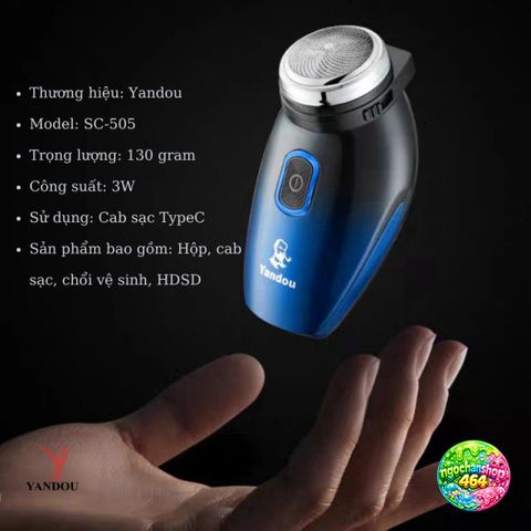 Máy Cạo Râu Yandou SC505 5 Trong 1 - Cầm Tay, Sạc Nhanh, Lưỡi Xoay Sắc Bén, Tiết Kiệm Thời Gian, An Toàn Cho Da