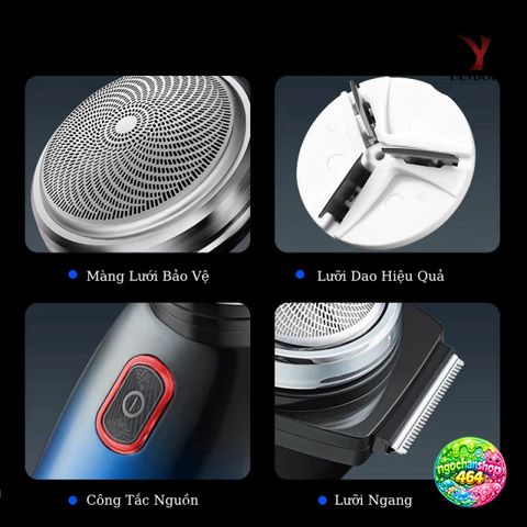 Máy Cạo Râu Yandou SC505 5 Trong 1 - Cầm Tay, Sạc Nhanh, Lưỡi Xoay Sắc Bén, Tiết Kiệm Thời Gian, An Toàn Cho Da