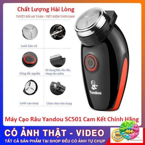 Máy Cạo Râu Yandou SC501 - Lưỡi Tròn Sạch Sát, Pin Sạc Liền, Thiết Kế Thanh Gọn, Túi Đựng Thời Trang cho Đàn Ông