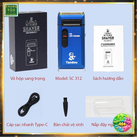 Máy Cạo Râu Yandou SC316 - Thiết Kế Nhỏ Gọn, Cạo Khô Không Rát, Sạc Điện Tiện Lợi, Phù Hợp Cho Đấng Mày Râu