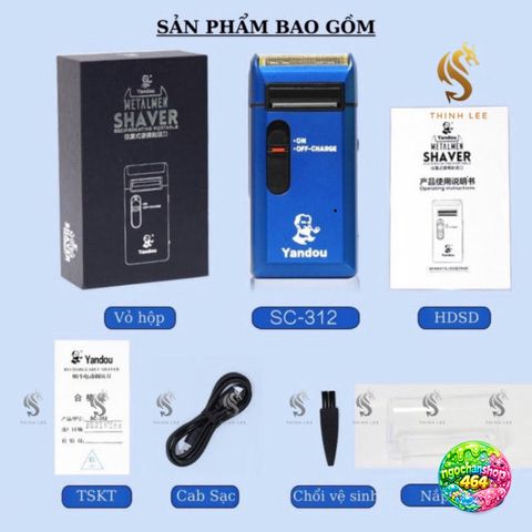 Máy Cạo Râu YANDOU Xanh Chính Hãng - Sạc USB, Lưỡi Titanium Sắc Bén, Dùng Cho Cạo Trắng Chân Tóc, Cạo Râu 5W