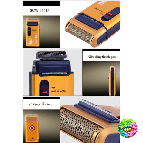 Máy Cạo Râu Yandou RSCW 316U Lưỡi Ngang Cao Cấp - Thiết Kế Sang Trọng, Tiện Dụng Sạc Pin, Dùng 5-6 Ngày