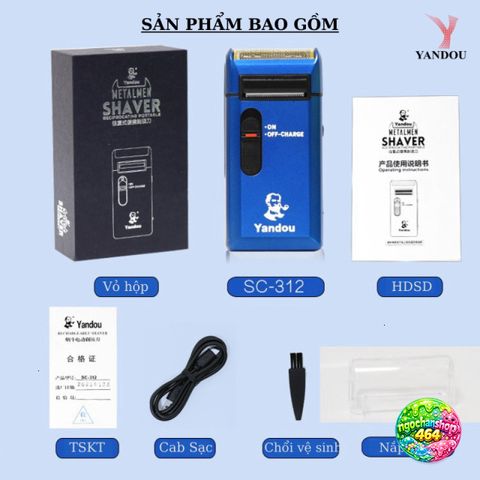 Máy Cạo Râu Yandou RSCW 312U Lưỡi Ngang Sạc USB - Thiết Kế Sang Trọng, Dùng Tiện Lợi Mọi Nơi, Quà Tặng Lý Tưởng Cho Nam