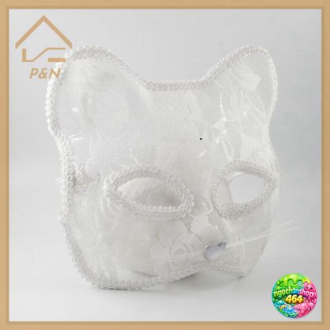 Mặt Nạ Mèo Halloween - Costume Động Vật Ren Màu Trắng Gợi Cảm Cho Tiệc Hóa Trang và Sự Kiện Cosplay