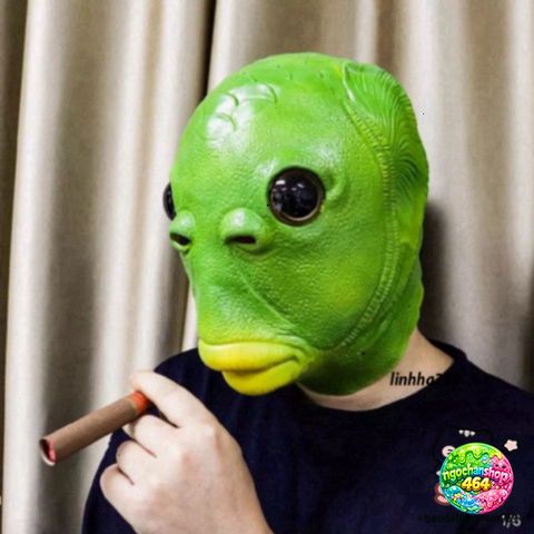 Mặt Nạ Cá Da Xanh Silicon và Mặt Nạ Ếch Xanh - Phụ Kiện Cosplay Vui Nhộn, Độc Đáo, 3 Màu Cho Halloween