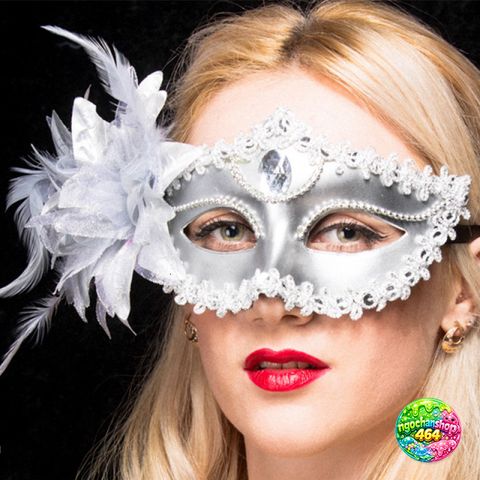 Mặt Nạ Nửa Mặt Đính Kim Cương Tinh Tế - Phụ Kiện Hóa Trang Công Chúa Cho Tiệc Halloween và Lễ Hội