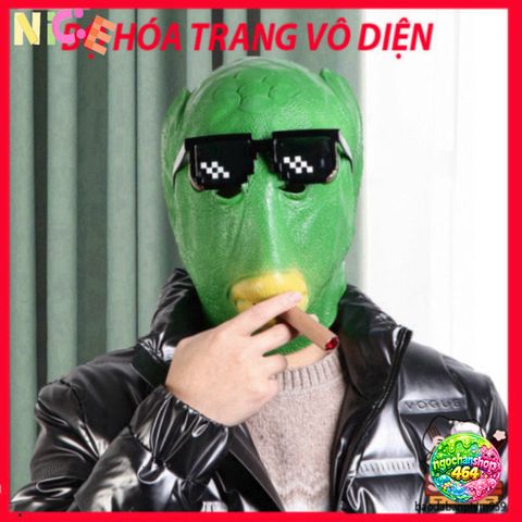 Mặt Nạ Độc Tâm Đầu Cá Xanh Latex - Hóa Trang Halloween Thú Vị Cho Người Lớn - Quà Tặng Độc Đáo