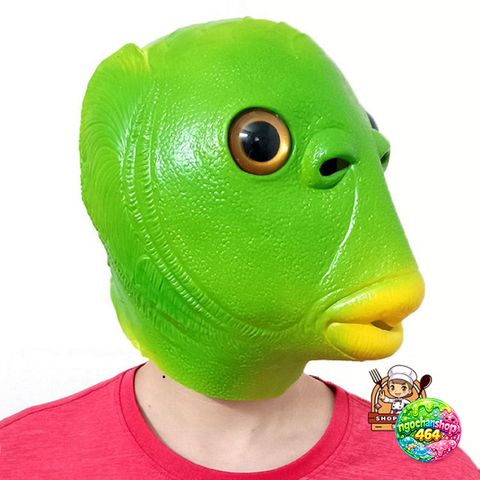 Mặt Nạ Cá Xanh Lá Silicon Vui Nhộn - Phụ Kiện Halloween Độc Đáo, Màu Sắc Sống Động Cho Các Sự Kiện, Lễ Hội