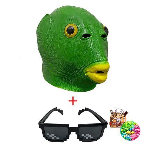 Mặt Nạ Cá Xanh Lá Silicon Vui Nhộn - Phụ Kiện Halloween Độc Đáo, Màu Sắc Sống Động Cho Các Sự Kiện, Lễ Hội